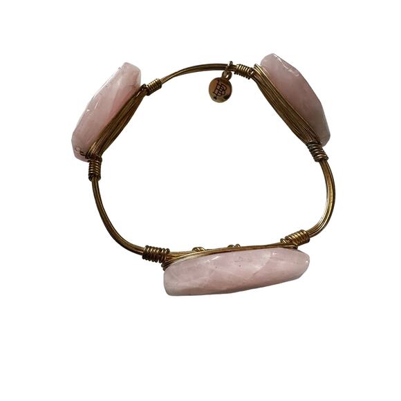 Rose Quartz Three Stone Bangle from Bourbon and Boweties - Picture 3 of 6